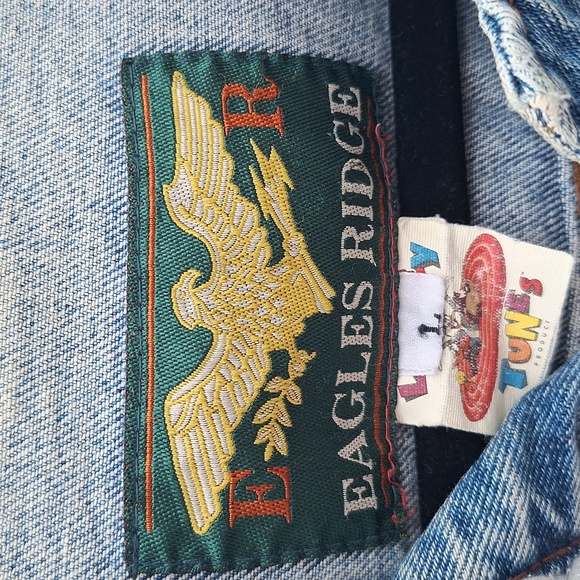 Rare VTG Looney Tunes Bugs Bunny Daffy Taz 1993 Hoodie Denim Jean Jacket 90s L - Picture 6 of 9